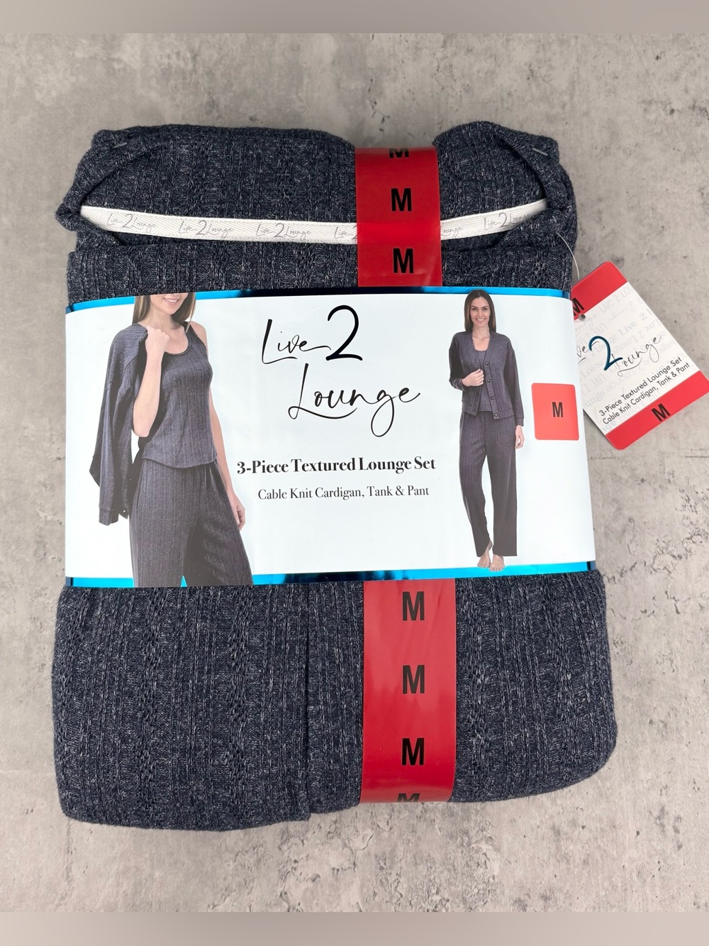 Live 2 Lounge Women's 3-Piece Textured Lounge Set - Dark Heather Gray